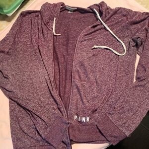 PINK by Victoria’s Secret plum colored hoodie with zipper. Size S.